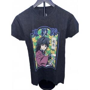 DEMON SLAYER Giyu‎ Tomioka Anime Black Graphic T-Shirt Adult  X  SMALL BLACK
